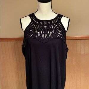 Black Sleeveless Crochet Top